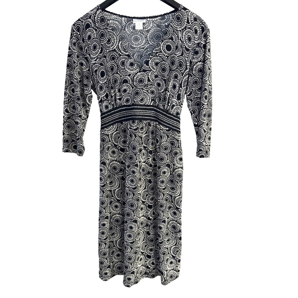 Motherhood Maternity Black And White Floral Pattern Long Sleeve Dress - S